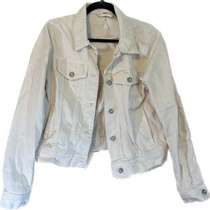 FREE PEOPLE WHITE DENIM BUTTON UP JEAN JACKET WOMEN'S SIZE Medium